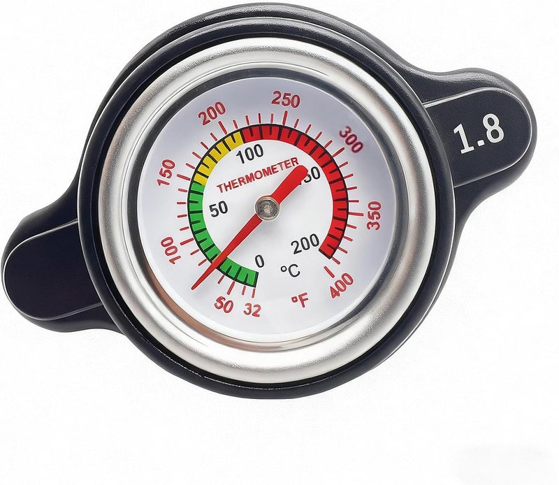 JkorkM High Pressure Radiator Cap Cover Temperature Temp Gauge 1.8 Bar 25.6Psi Fit for Honda, Kawasaki, Suzuki, Husqvarna Dirt Bike, Yamaha Motorcycle ATV Models High Pressure Radiator Cap - Image 1